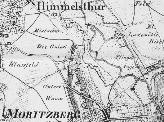 Die Gniest auf der Karte des Fürstentums Hildesheim 1827 - 1840
