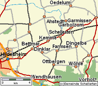 Karte der Gemeinde Schellerten mit Ortsteil Garbolzum