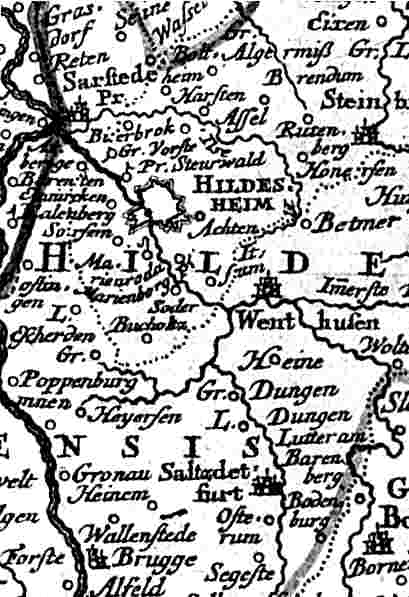 Karte des Fürstbistums Hildesheim und der angrenzenden Fürstentümer von Albert Karl Seuter.